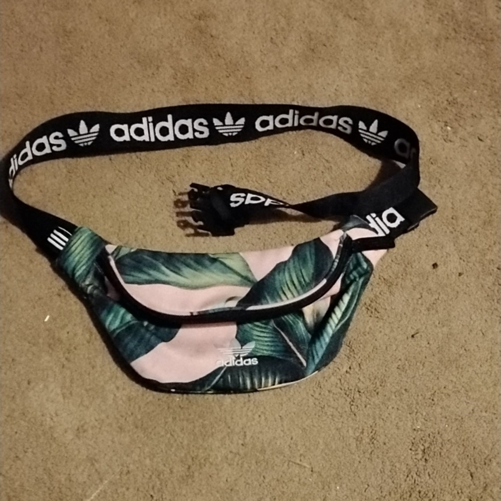 Adidas Tropical Leaf Print Belt Bag - Pink and Green